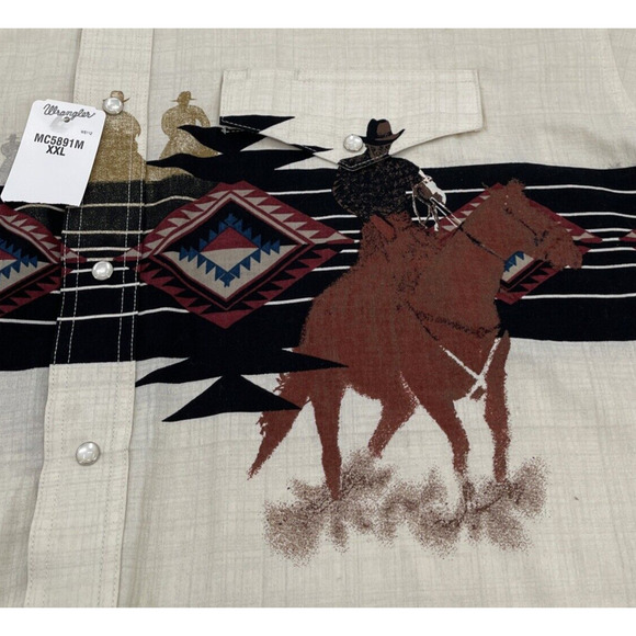 Wrangler Pearl Snap Shirt Mens XXL‎ Cowboy Vintage - Picture 2 of 10